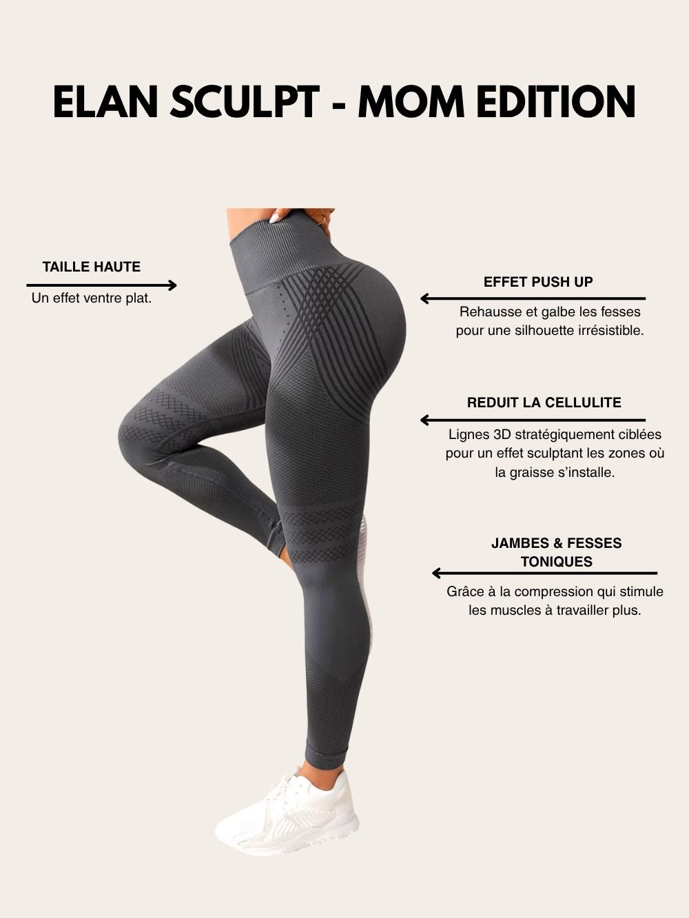Legging Élan Sculpt — Taille haute, ventre plat & galbe naturel
