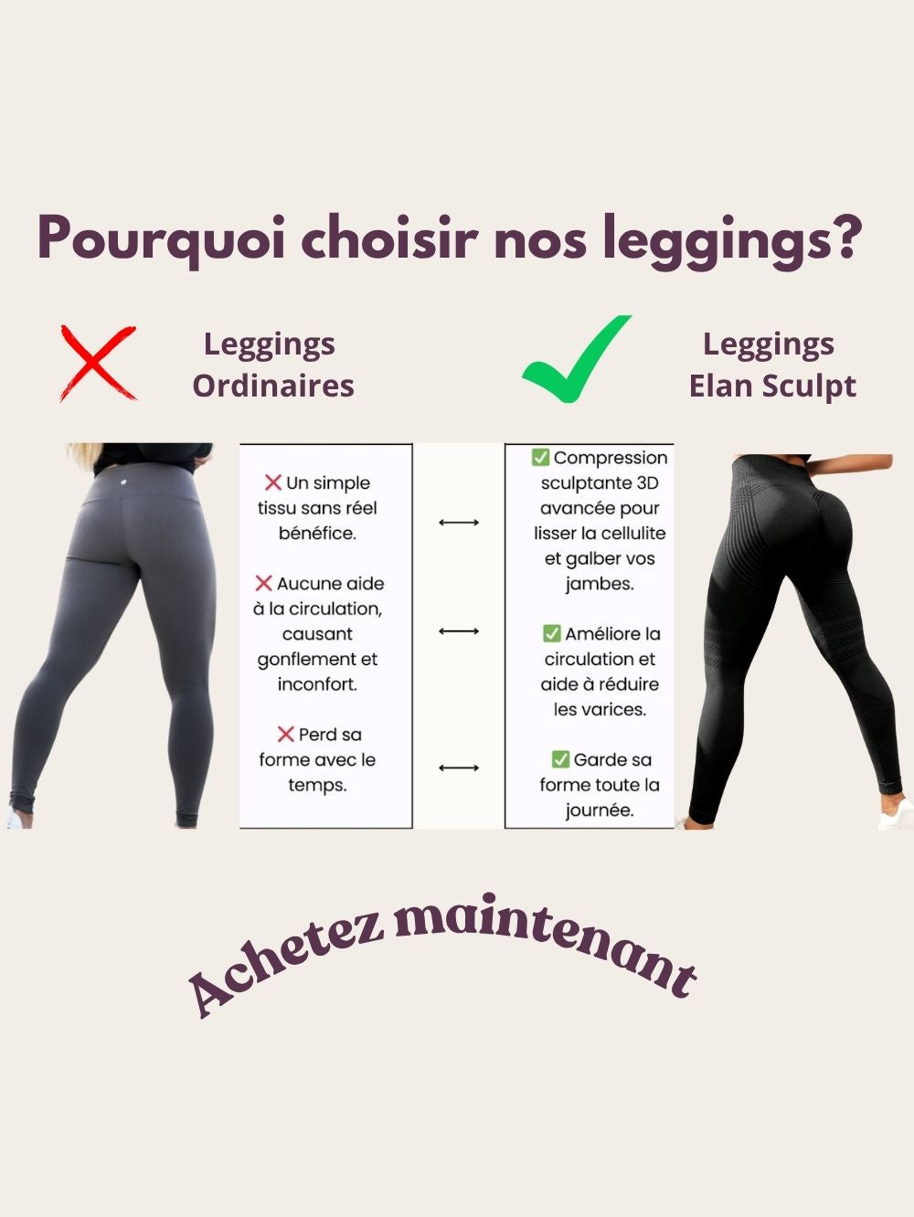 Legging Élan Sculpt — Taille haute, ventre plat & galbe naturel